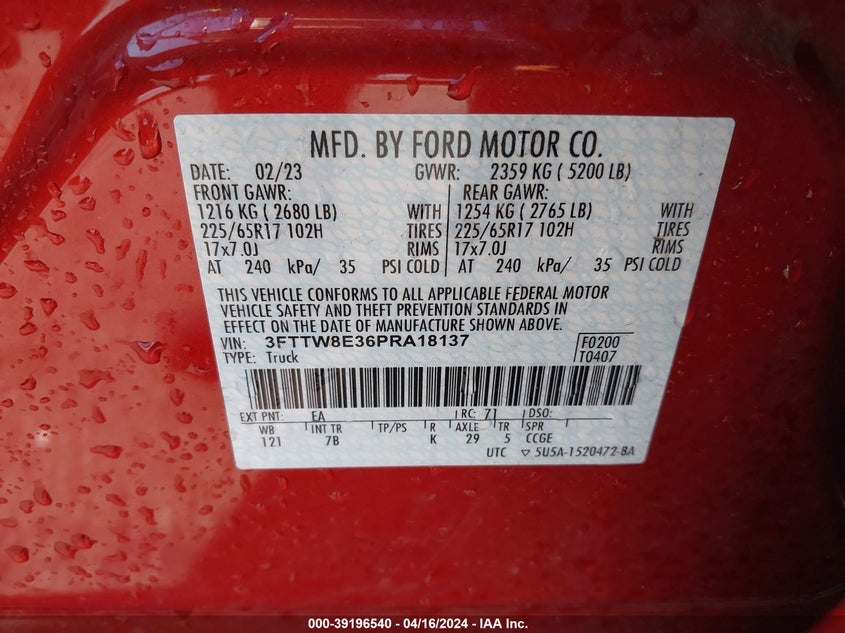 2023 FORD MAVERICK XLT - 3FTTW8E36PRA18137