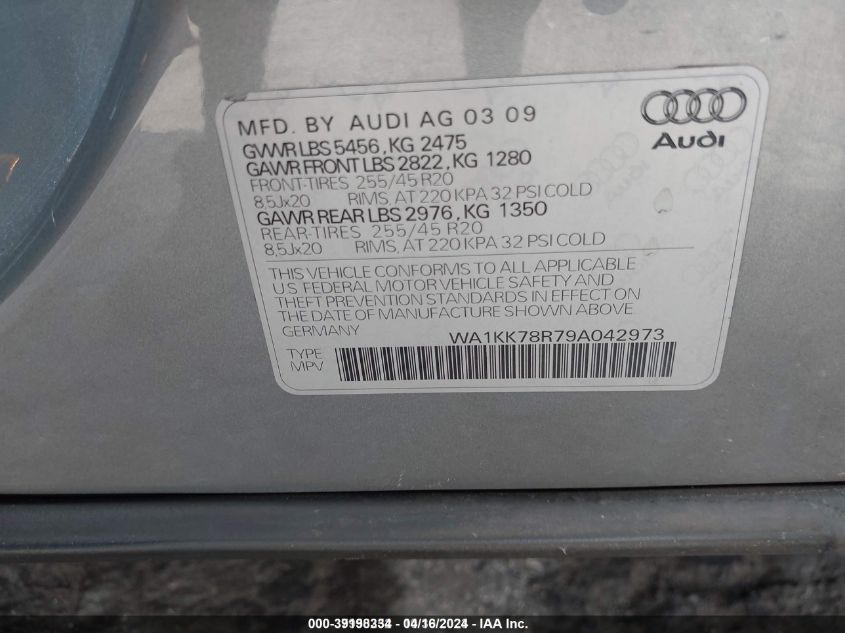 WA1KK78R79A042973 2009 Audi Q5 3.2 Premium