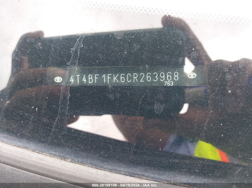 2012 Toyota Camry Le VIN: 4T4BF1FK6CR263968 Lot: 39199109