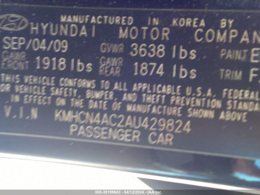 KMHCN4AC2AU429824 | 2010 HYUNDAI ACCENT