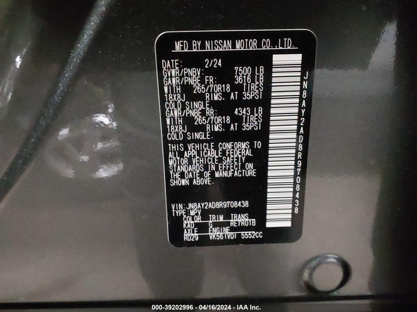 2024 NISSAN ARMADA SV 4WD - JN8AY2AD8R9708438