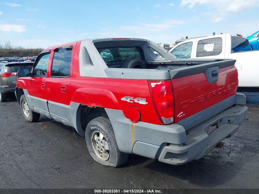 2002 Chevrolet Avalanche 1500 VIN: 3GNEK13T12G165167 Lot: 39203381