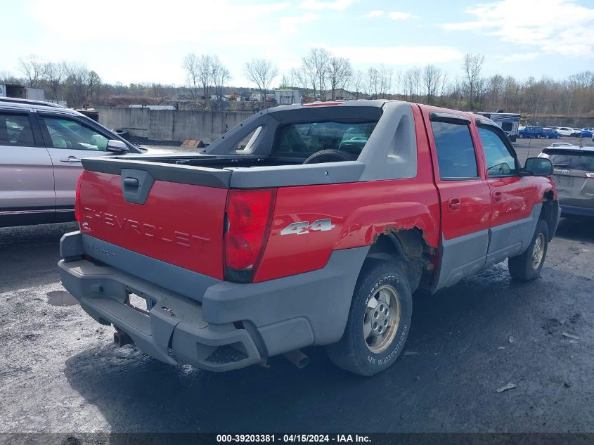 2002 Chevrolet Avalanche 1500 VIN: 3GNEK13T12G165167 Lot: 39203381