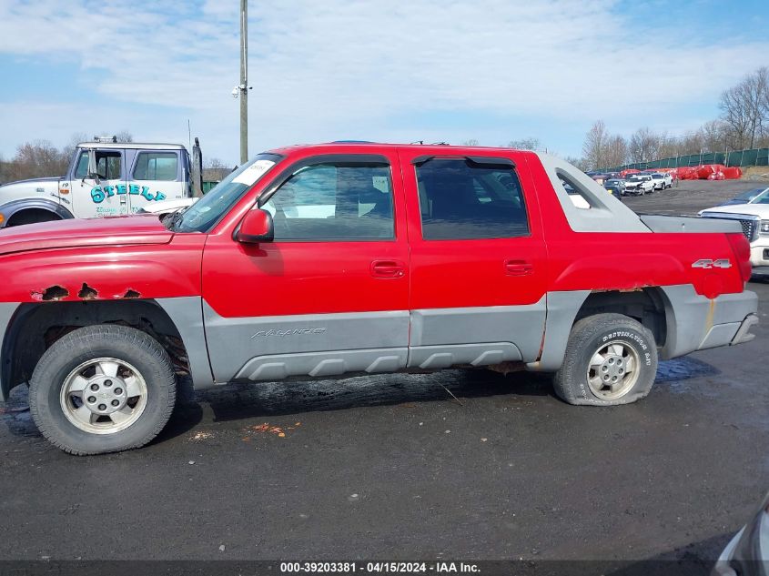 2002 Chevrolet Avalanche 1500 VIN: 3GNEK13T12G165167 Lot: 39203381