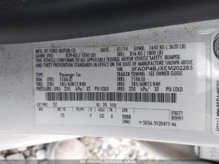 2014 FORD FIESTA SE - 3FADP4BJXEM202283