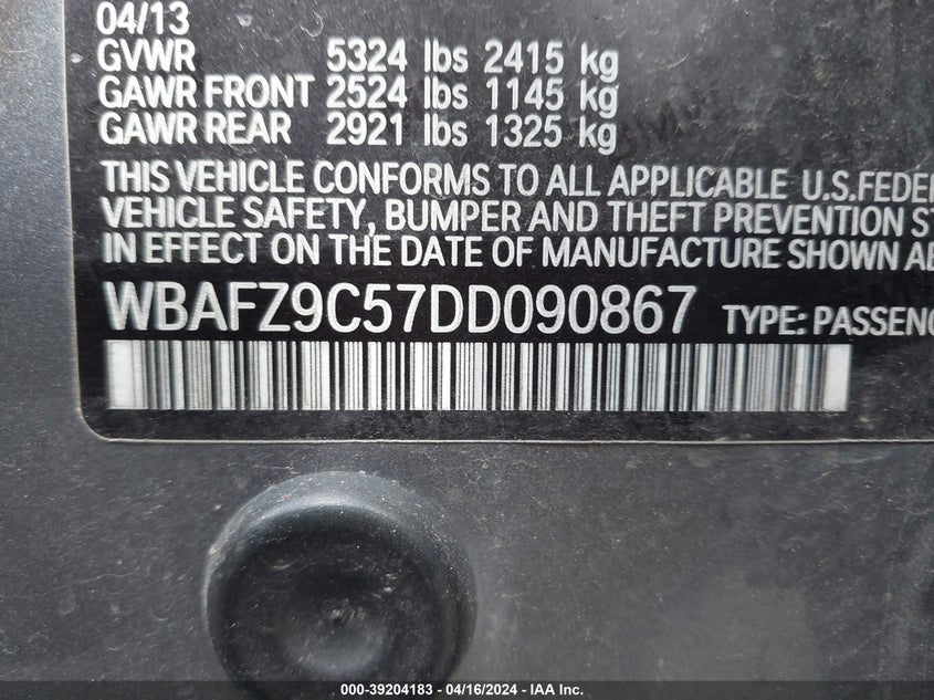 2013 BMW ACTIVEHYBRID 5 - WBAFZ9C57DD090867