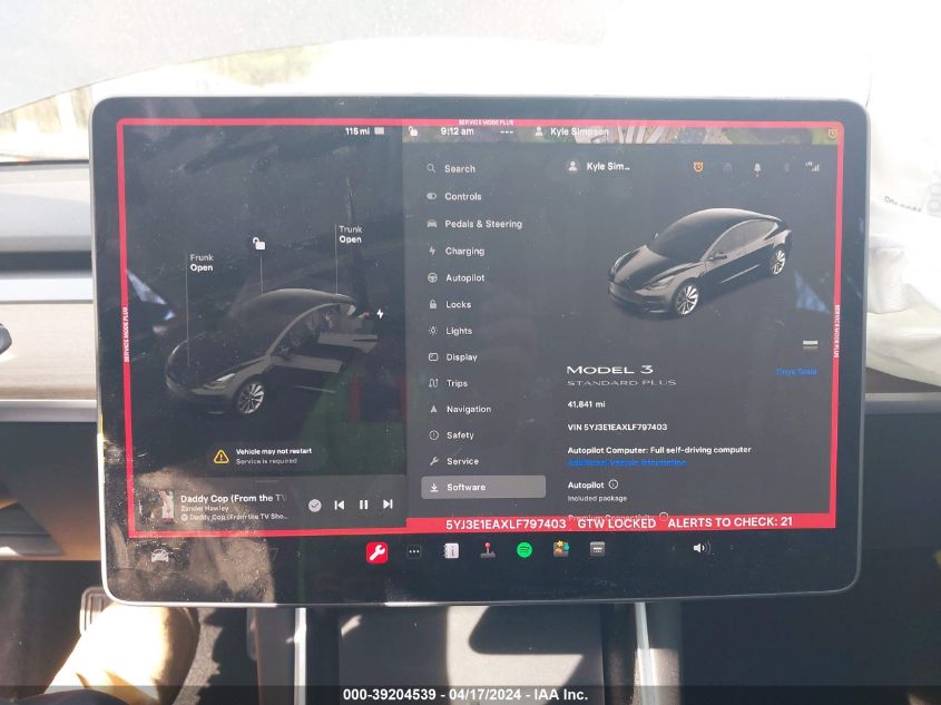 2020 TESLA MODEL 3 - 5YJ3E1EAXLF797403