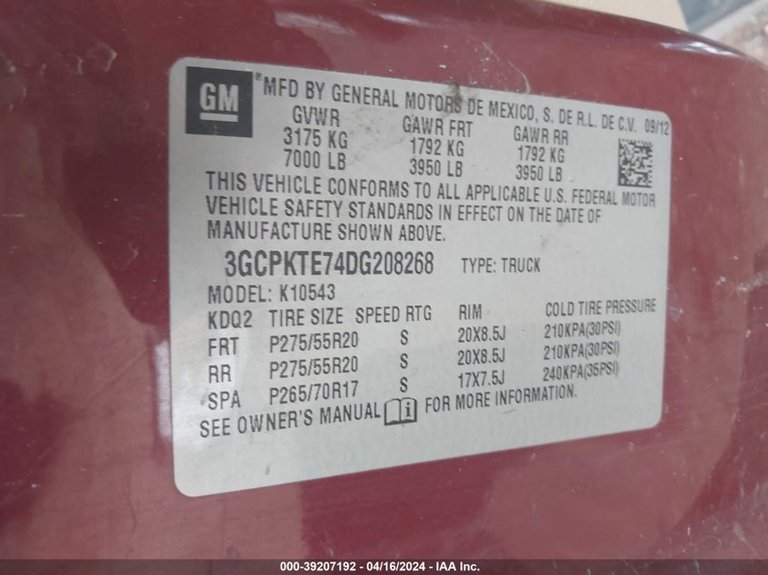 2013 CHEVROLET SILVERADO 1500 LTZ - 3GCPKTE74DG208268