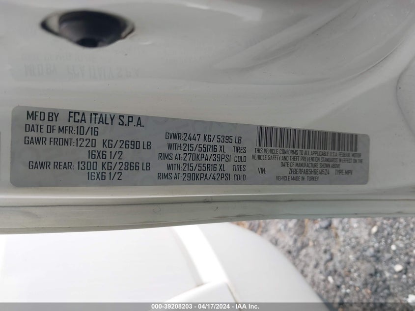 2017 RAM PROMASTER CITY TRADESMAN - ZFBERFAB5H6E41524