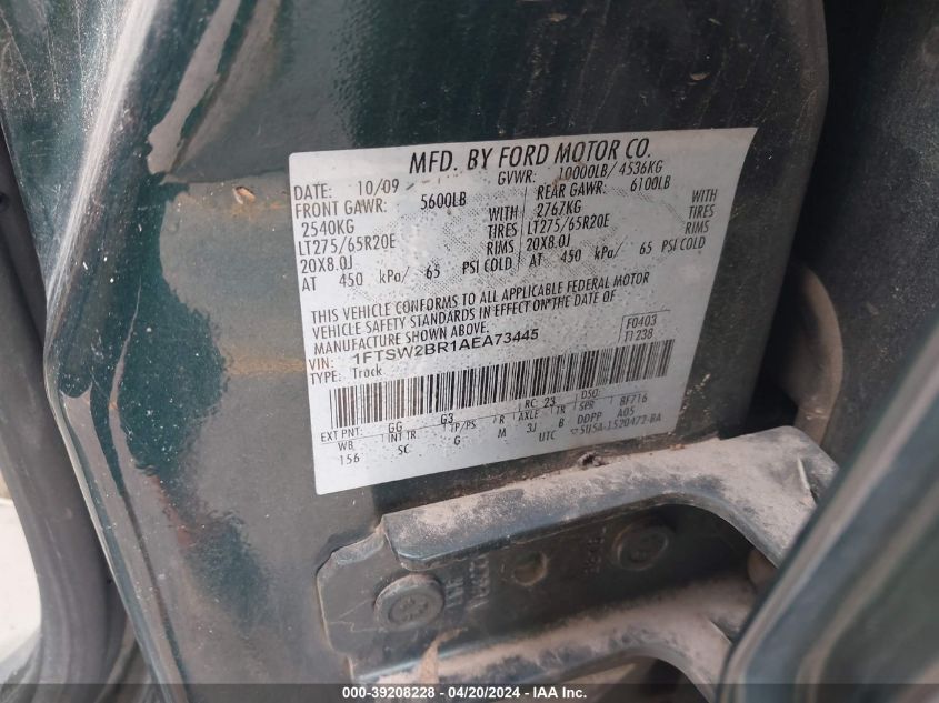 2010 Ford F-250 King Ranch VIN: 1FTSW2BR1AEA73445 Lot: 39208228