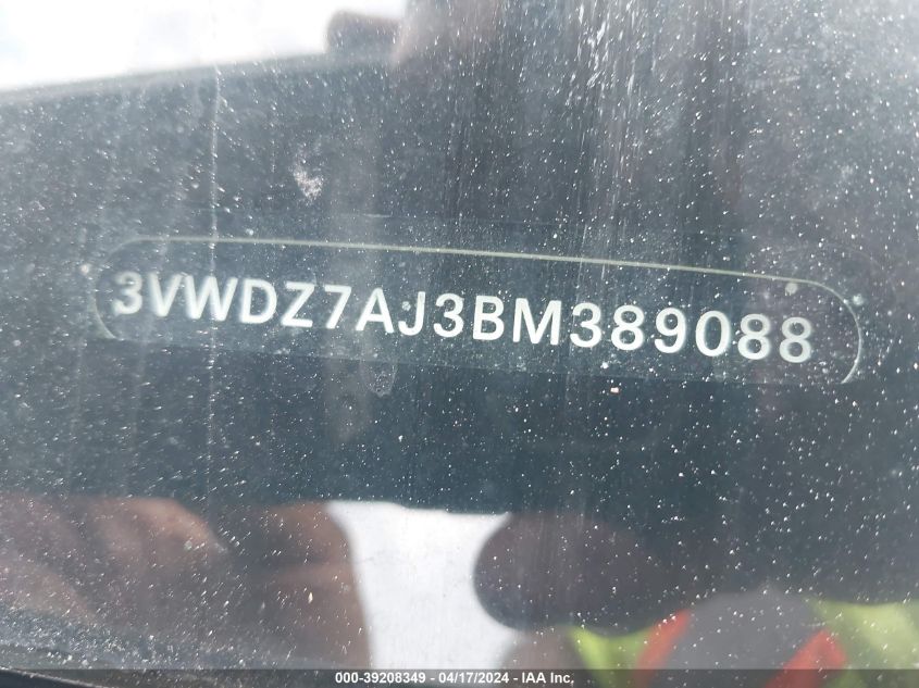 2011 Volkswagen Jetta 2.5L Se VIN: 3VWDZ7AJ3BM389088 Lot: 39208349