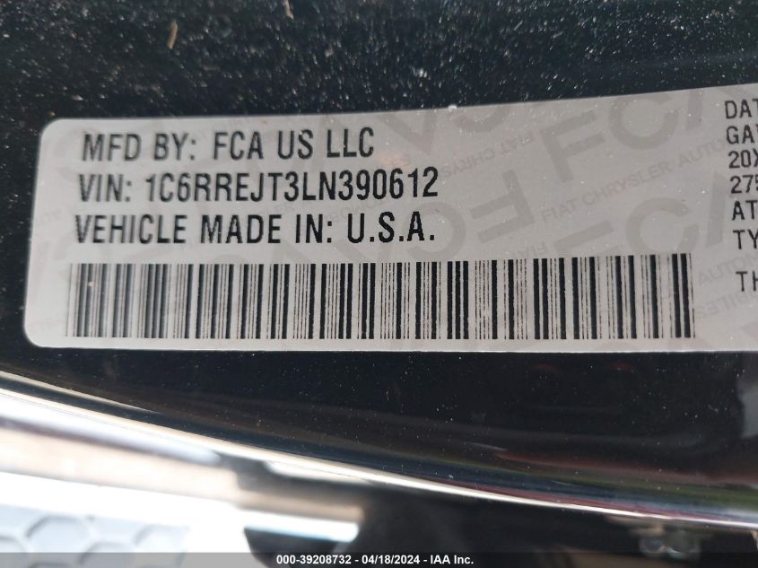 2020 RAM 1500 LARAMIE - 1C6RREJT3LN390612