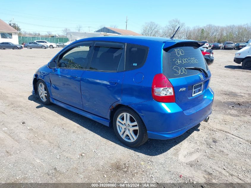 2007 Honda Fit Sport VIN: JHMGD37647S042683 Lot: 39208860