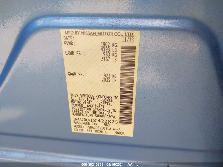 2013 NISSAN LEAF SV - 1N4AZ0CP1DC422825