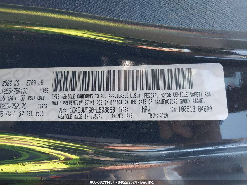 2017 Jeep Wrangler Unlimited Rubicon 4X4 VIN: 1C4BJWFG0HL503888 Lot: 41605844