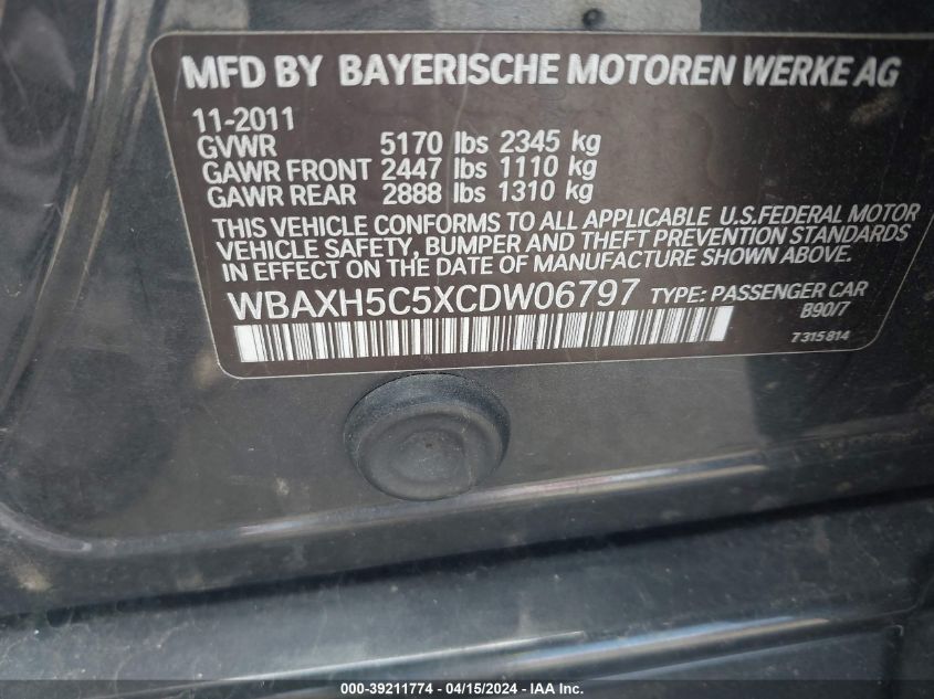 WBAXH5C5XCDW06797 | 2012 BMW 528I