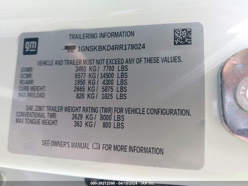 2024 CHEVROLET SUBURBAN 4WD LS - 1GNSKBKD4RR178024