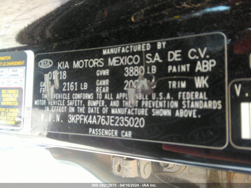 2018 KIA FORTE LX - 3KPFK4A76JE235020