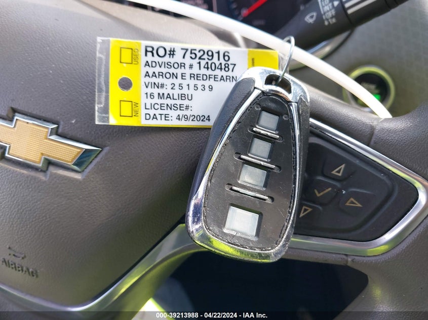 2016 CHEVROLET MALIBU LT - 1G1ZE5STXGF251539