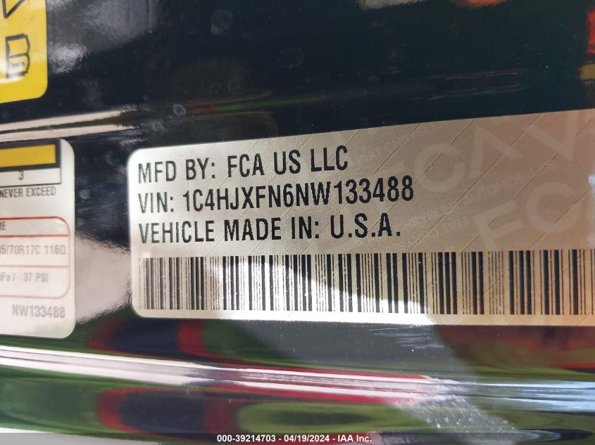 2022 Jeep Wrangler Unlimited Rubicon 4X4 VIN: 1C4HJXFN6NW133488 Lot: 39214703