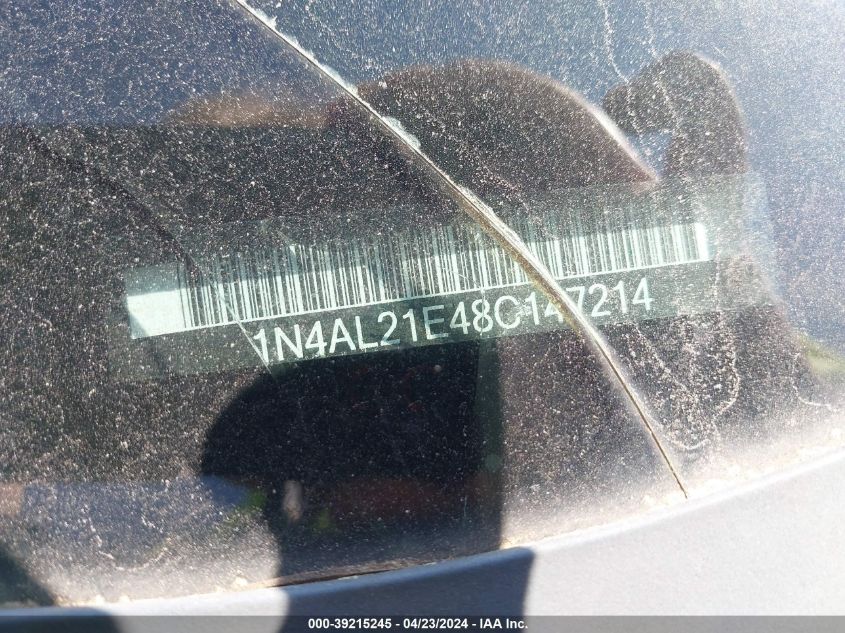 2008 Nissan Altima 2.5 S VIN: 1N4AL21E48C147214 Lot: 39218135