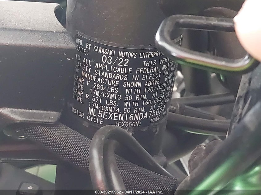 2022 KAWASAKI EX650 N - ML5EXEN16NDA75024