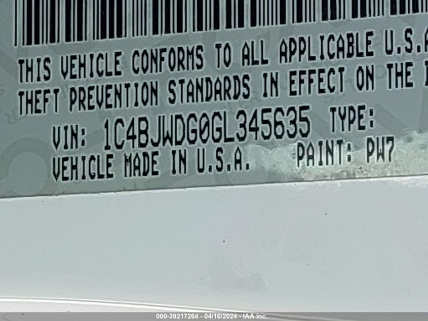 2016 JEEP WRANGLER UNLIMITED SPORT - 1C4BJWDG0GL345635