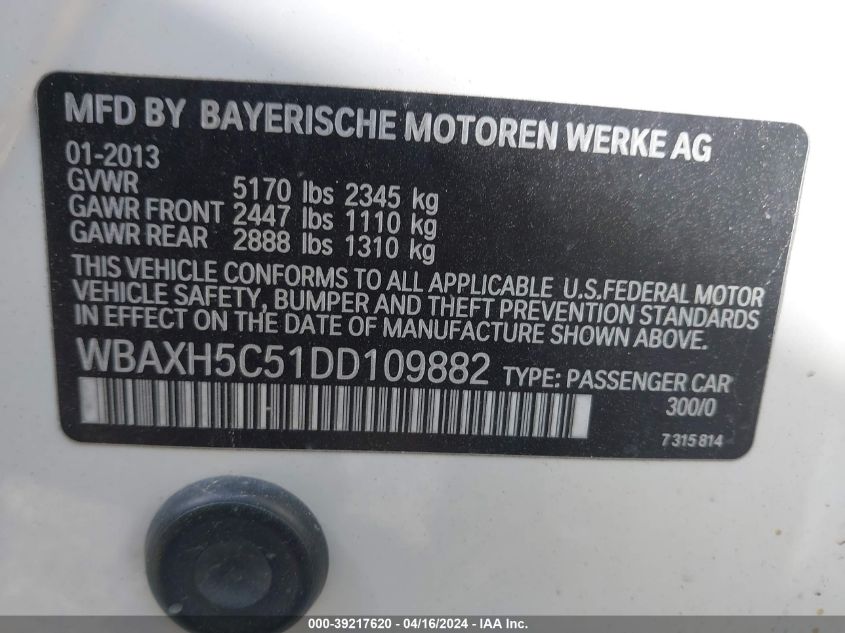 WBAXH5C51DD109882 | 2013 BMW 528I