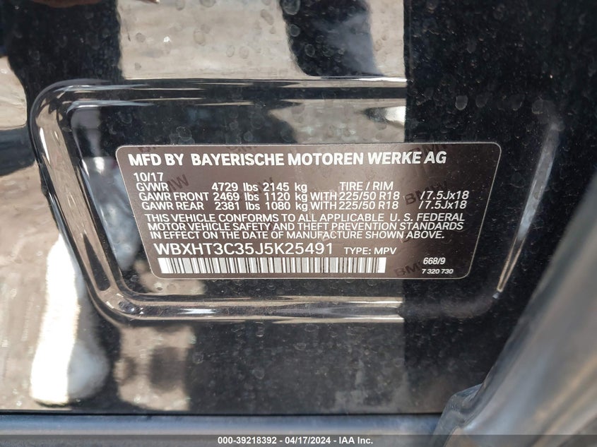 VIN WBXHT3C35J5K25491 2018 BMW X1 XDRIVE28I
