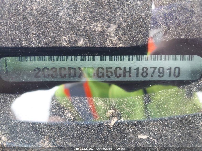 2012 Dodge Charger Se VIN: 2C3CDXBG5CH187910 Lot: 39220262