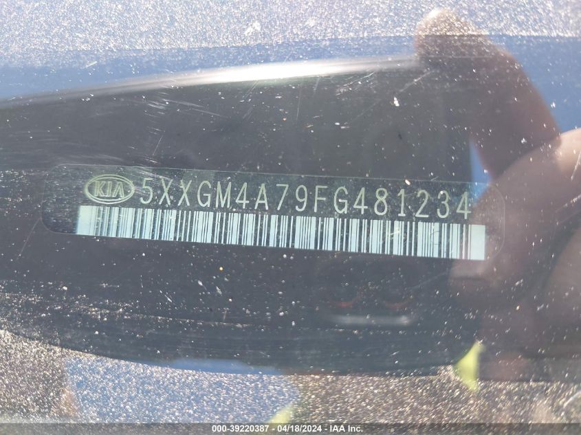 2015 Kia Optima Lx VIN: 5XXGM4A79FG481234 Lot: 39220387