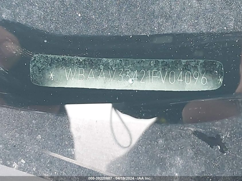 2001 BMW 325I VIN: WBAAV33421FV04096 Lot: 39220687