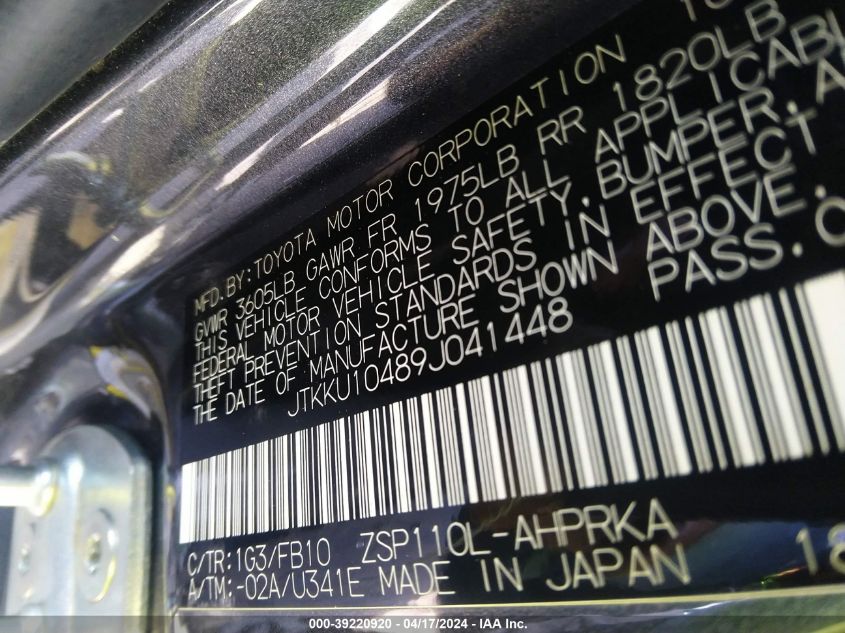 2009 Scion Xd VIN: JTKKU10489J041448 Lot: 39220920