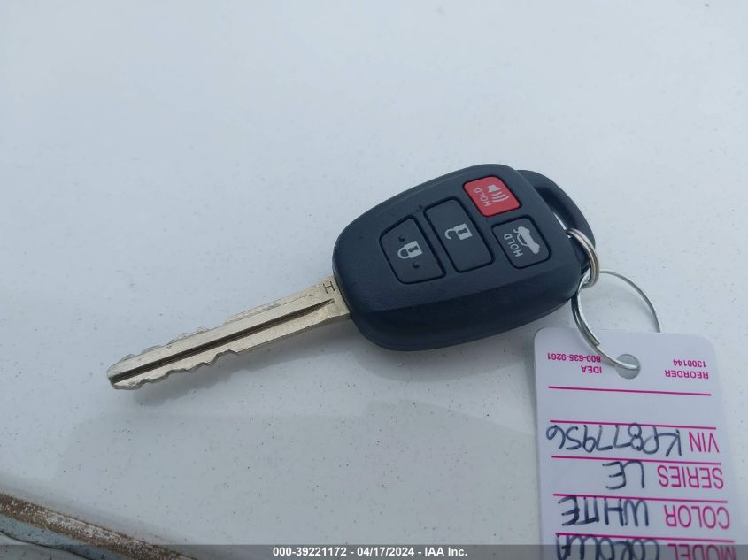 VIN 5YFBURHE4KP877956 2019 TOYOTA COROLLA LE