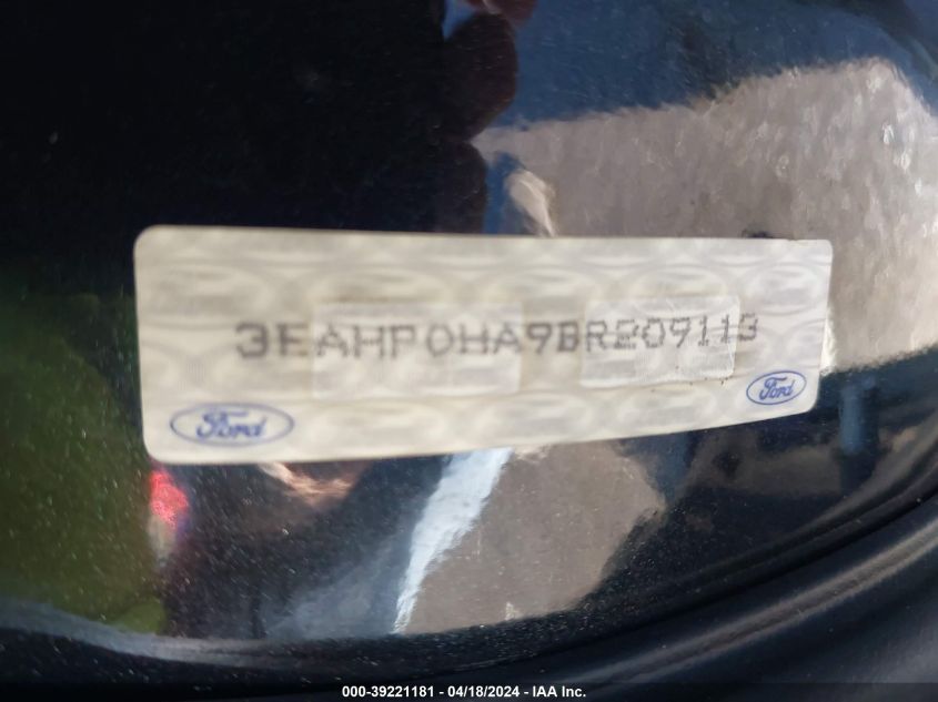 2011 Ford Fusion Se VIN: 3FAHP0HA9BR209113 Lot: 39221181