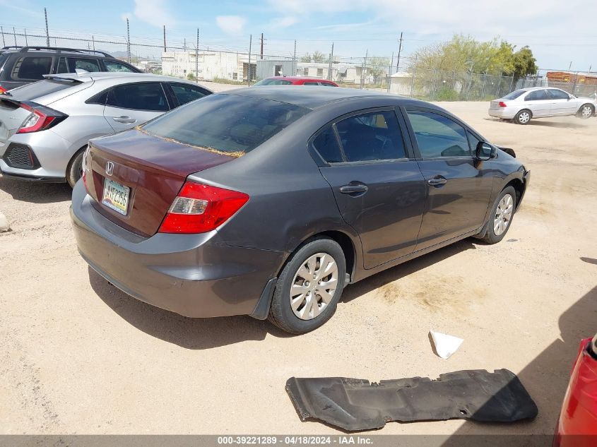 2012 Honda Civic Lx VIN: 2HGFB2F51CH581674 Lot: 39221289
