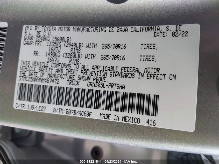 2022 TOYOTA TACOMA TRD OFF ROAD - 3TMCZ5AN9NM487472