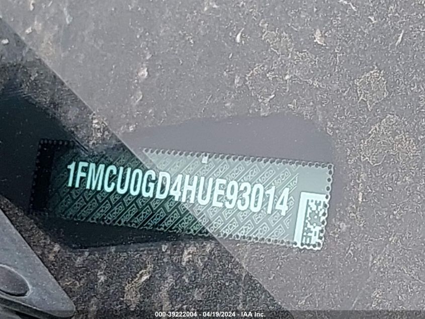 2017 Ford Escape Se VIN: 1FMCU0GD4HUE93014 Lot: 39222004