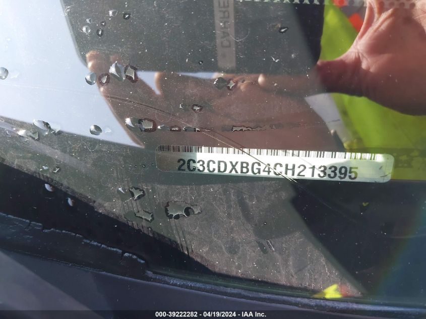 2012 Dodge Charger Se VIN: 2C3CDXBG4CH213395 Lot: 39222282