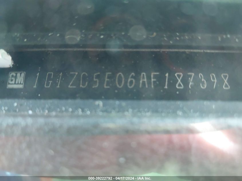 2010 Chevrolet Malibu Lt VIN: 1G1ZC5E06AF187398 Lot: 39222792