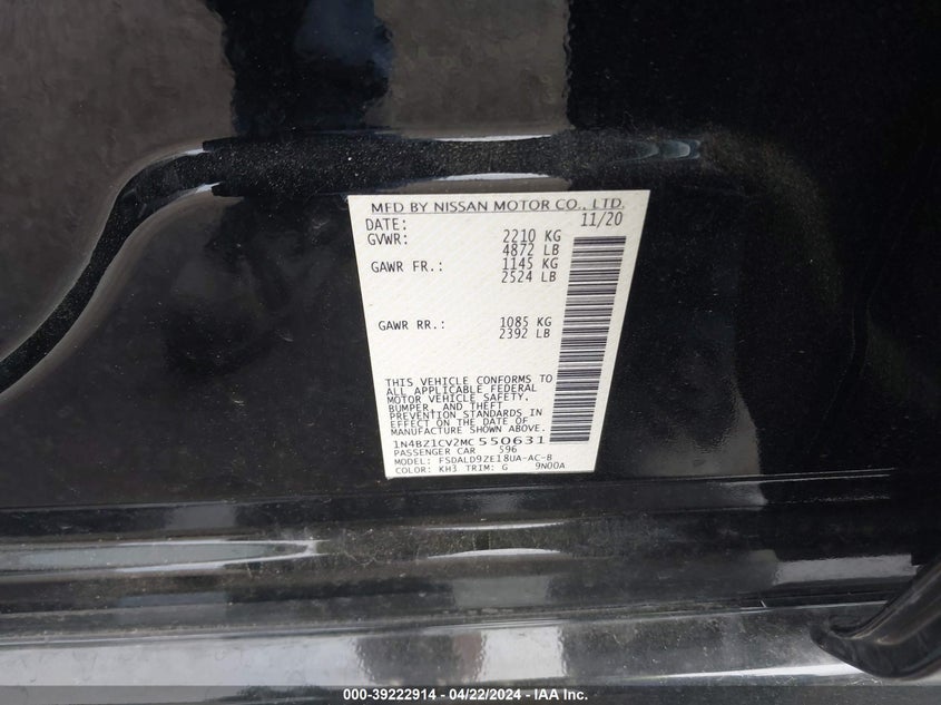 2021 NISSAN LEAF SV PLUS - 1N4BZ1CV2MC550631