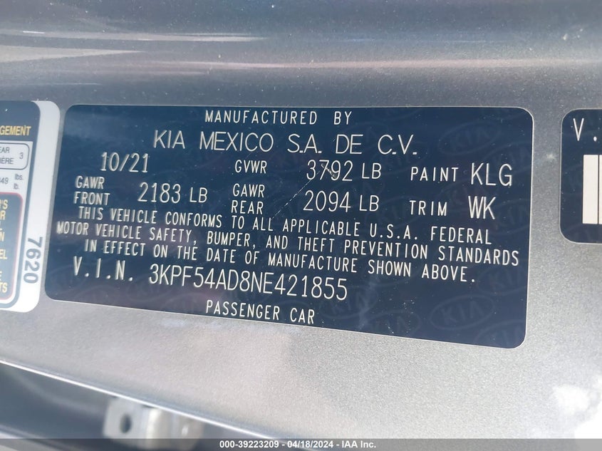 2022 KIA FORTE GT LINE - 3KPF54AD8NE421855