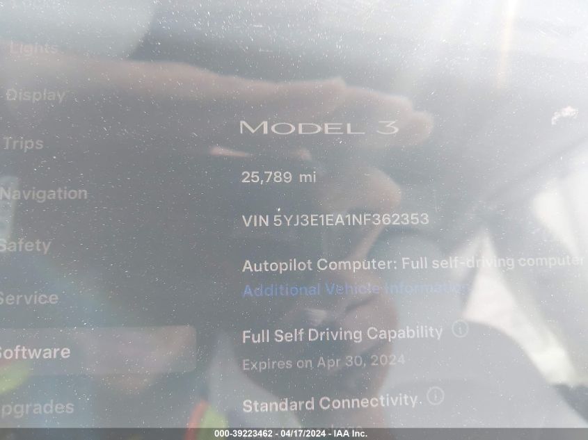 2022 TESLA MODEL 3 REAR-WHEEL DRIVE - 5YJ3E1EA1NF362353