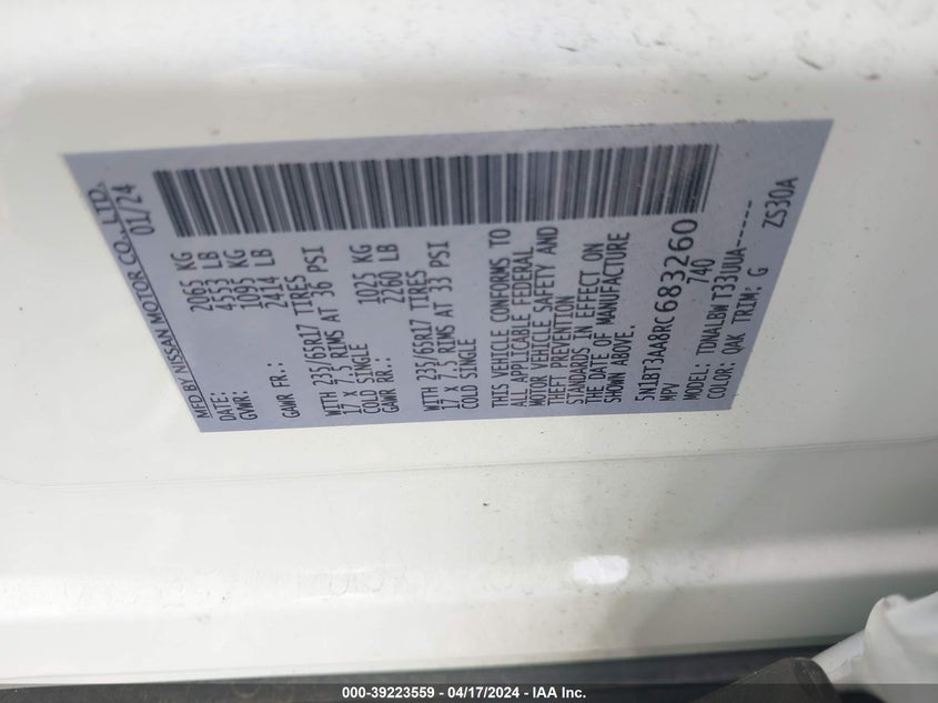 2024 NISSAN ROGUE S FWD - 5N1BT3AA8RC683260