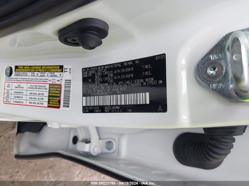 2021 Toyota Highlander Xle VIN: 5TDHZRBH8MS086631 Lot: 39223785