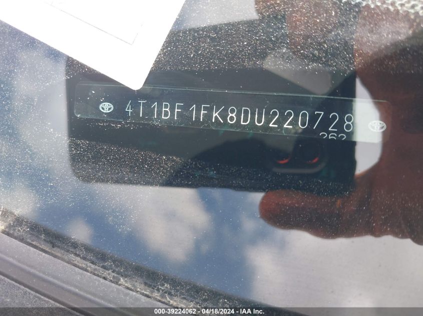 2013 Toyota Camry Se VIN: 4T1BF1FK8DU220728 Lot: 39241922