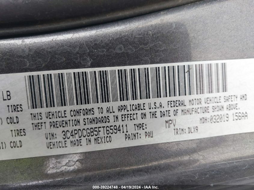 2015 Dodge Journey Crossroad VIN: 3C4PDCGB5FT659411 Lot: 39224748