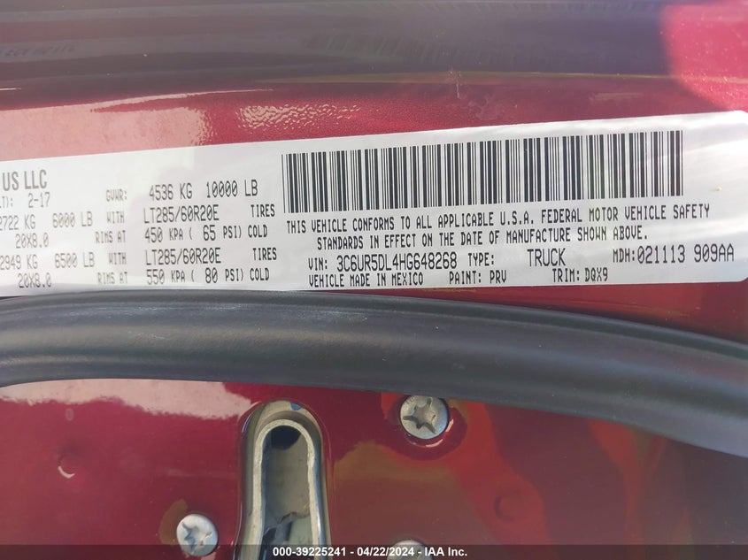 2017 RAM 2500 BIG HORN  4X4 6'4 BOX - 3C6UR5DL4HG648268