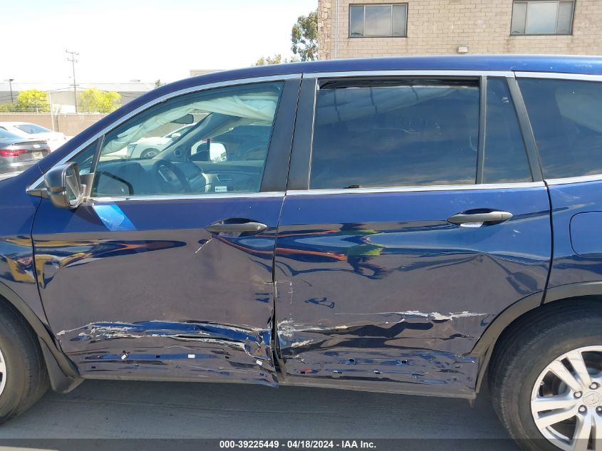 2017 Honda Pilot Lx VIN: 5FNYF5H10HB003036 Lot: 39225449