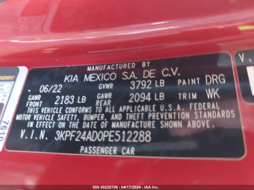 2023 KIA FORTE LX/LXS - 3KPF24AD0PE512288